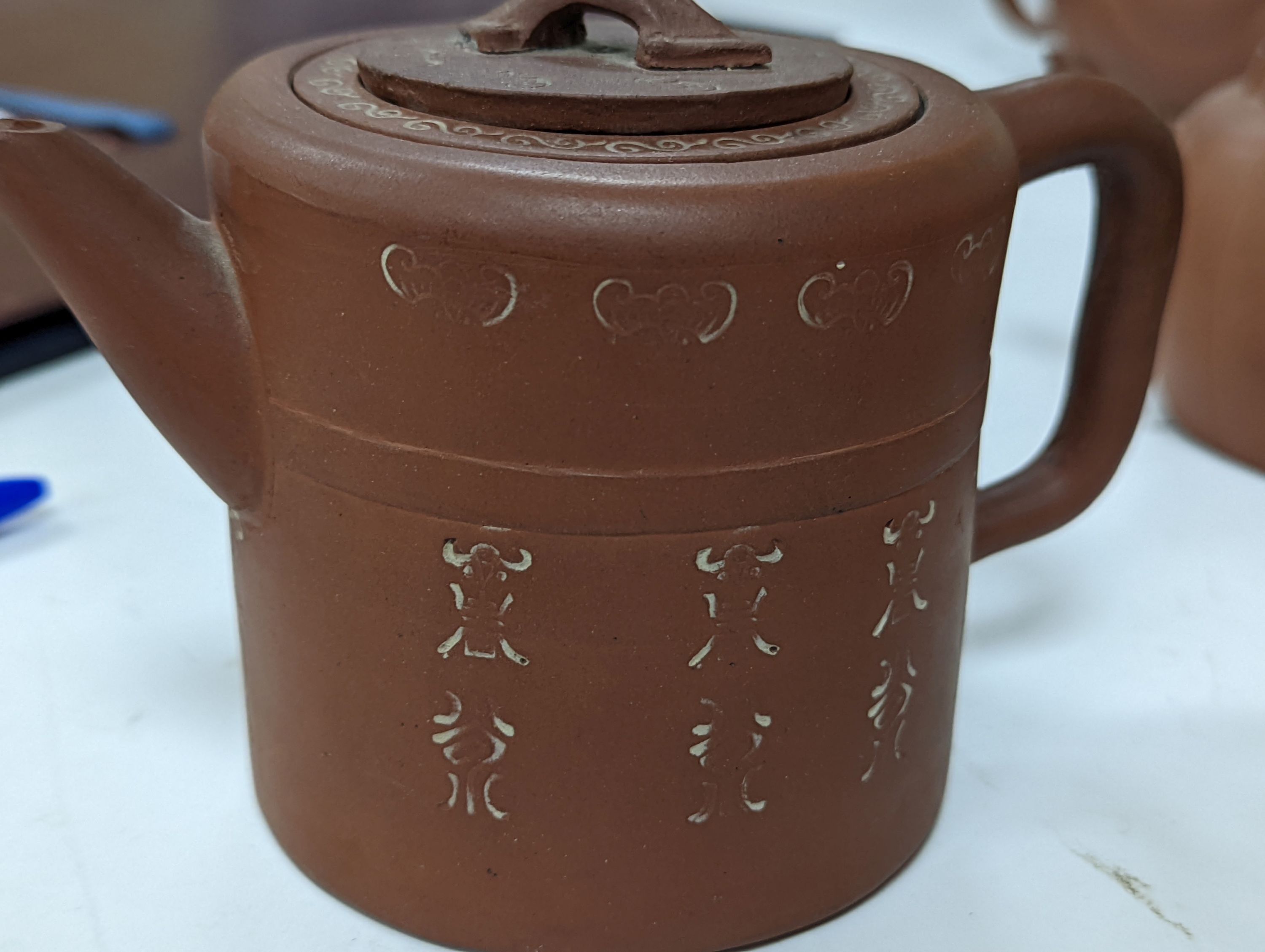 Six Chinese Yixing teapots, tallest 11cm